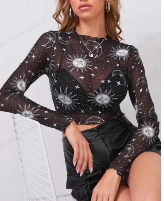 Sun & Moon Sheer Mesh Crop Top