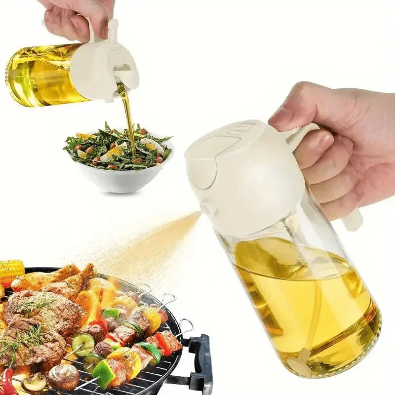 1pc 450ML Dual-Purpose Oil Mister Bottle with Automatic Shut-Off Sprayer - BPA-Free PET Plastic for Cooking, Grilling, Baking