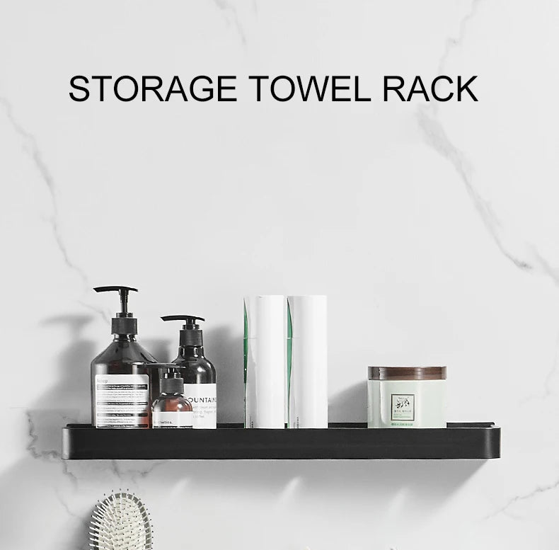 Punch-free Black Bath Shelves Bathroom Shelf Nail-free Shampoo Holder Shelves Storage Shelf Rack Bathroom Basket Holder ML1018