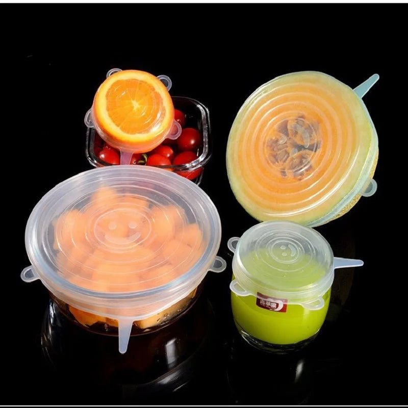 6Pcs Silicone Stretch Lids, Food Bowl Covers, Reusable Food Saving Covers, Retractable Multifunctional Fresh-keeping Lid