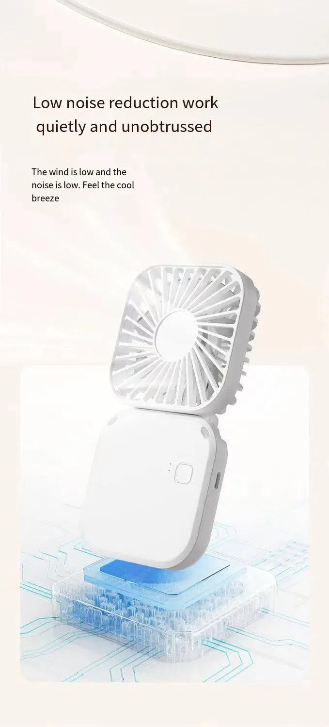 Mini Handheld Fan Mute Foldable Fan Multi-functional Turbine Fan USB Rechargeable Portable Hanging Neck Fan Mini Table Fan
