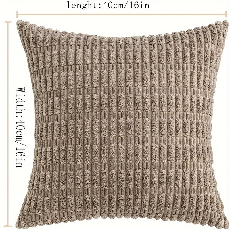1pcs 40x40CM Soft Corduroy Decorative Throw Pillow Cover, Modern Farmhouse Bohemian Stripe Pillow Cover for Sofa Living Room
