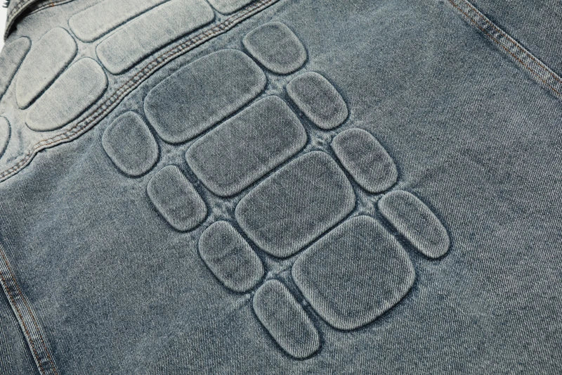 European American High Street Trend Kanye West Denim Jacket Heavyweight Washed Do Old Pleated Ripped Denim Outerwear