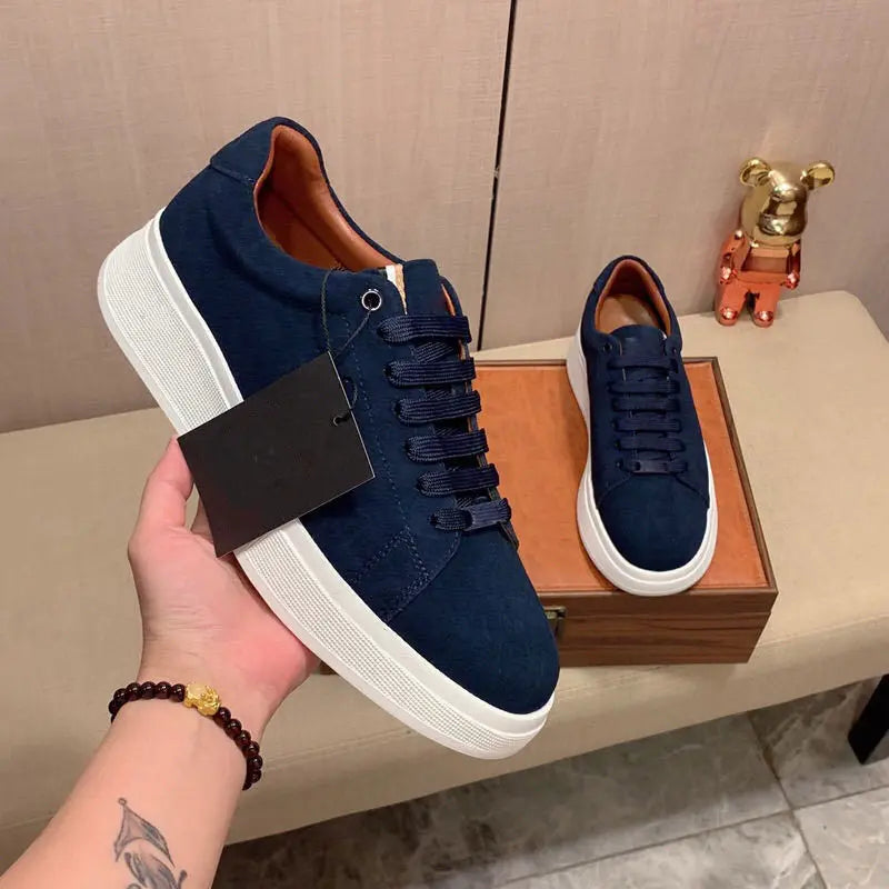 Classic Business Men Leather Casual Shoes Flats Skateboard Shoes Print Lace-up Comfortable Man Non Slip Sneakers Zapatos Hombre