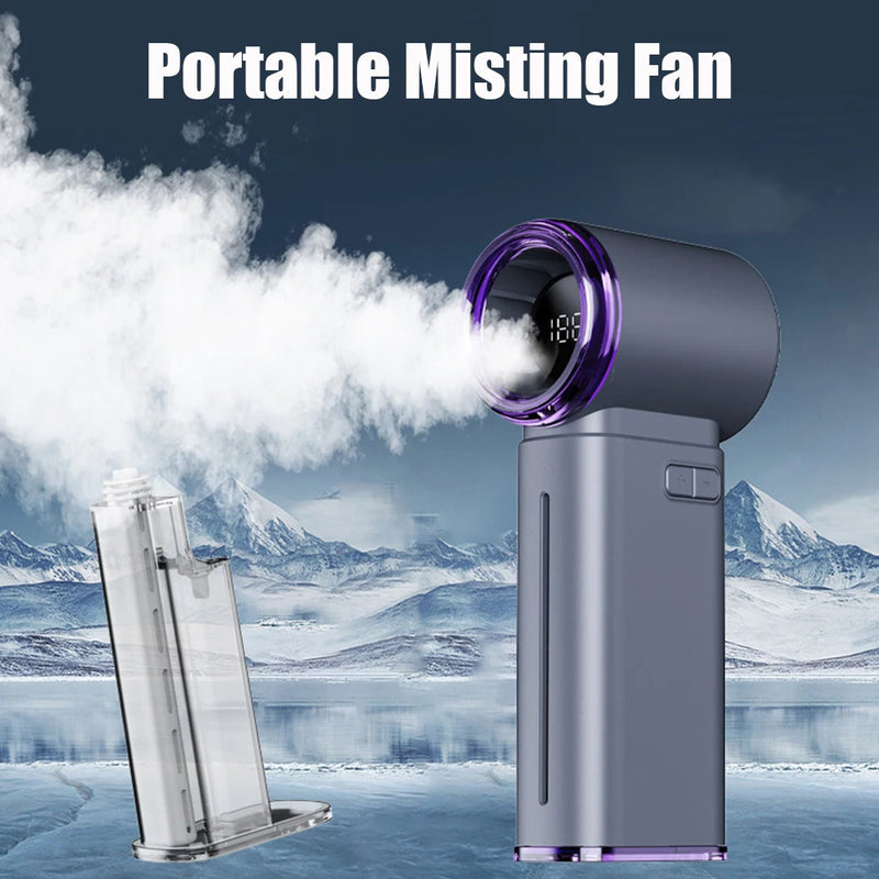 Portable Misting Fan Handheld Fan Electric Hand Fans Ice Wind At 199 Gear Nano Cold Mist Cooling Fan 3500mah USB Rechargeable