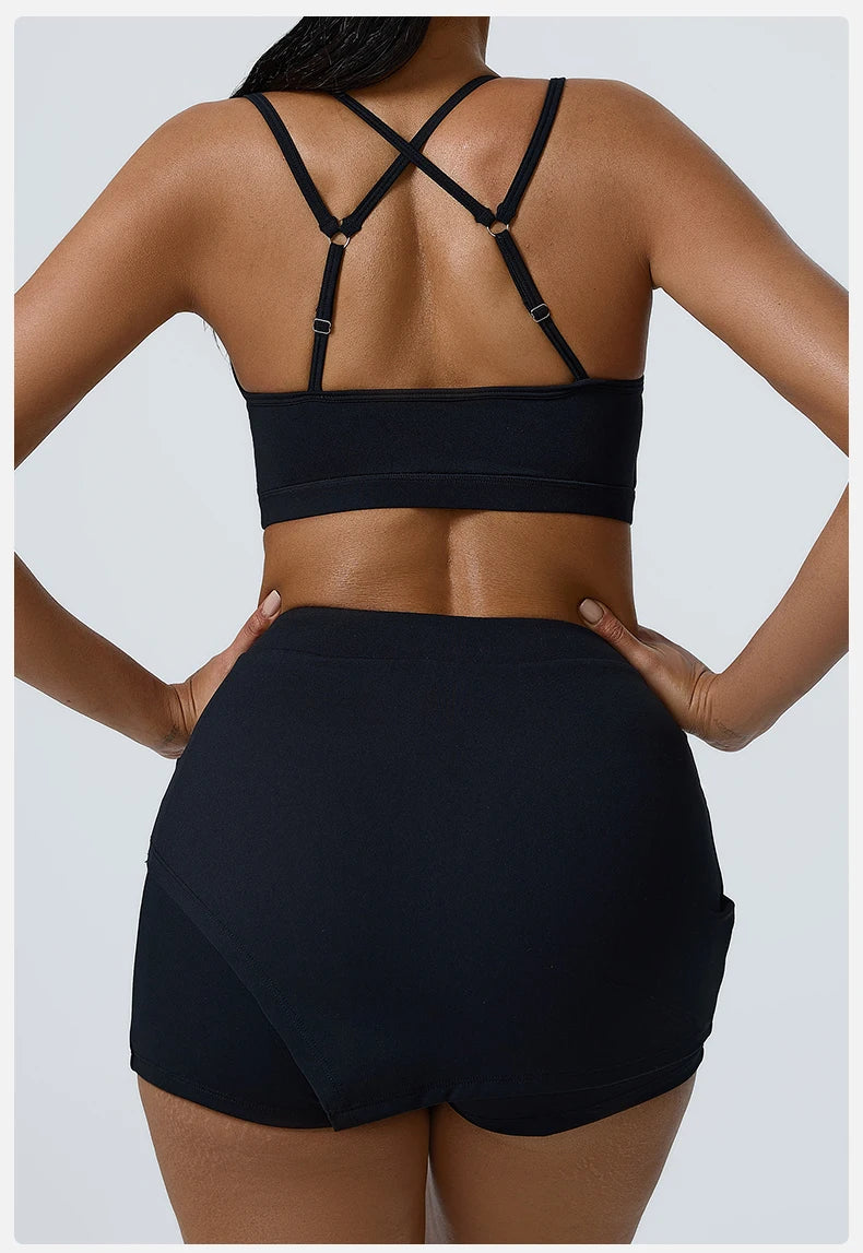 Yoga Sets 2 Pieces Workout Sets for Women Tracksuit Sportswear Gym Clothes High Waist Shorts Outfits Running Suits Fitness Bras