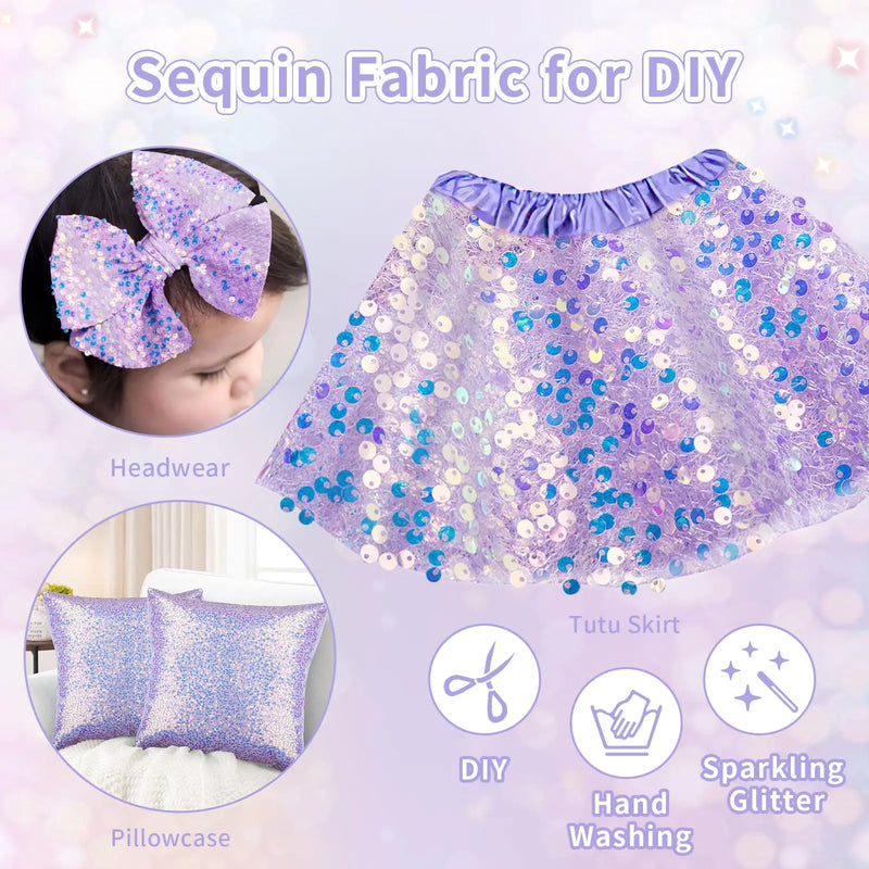 Sequin Fabric Iridescent Mermaid Glitter Fabric Pink Sparkly Fabric for Wedding Costumes Sewing Dress Tablecloth DIY Crafts Gift