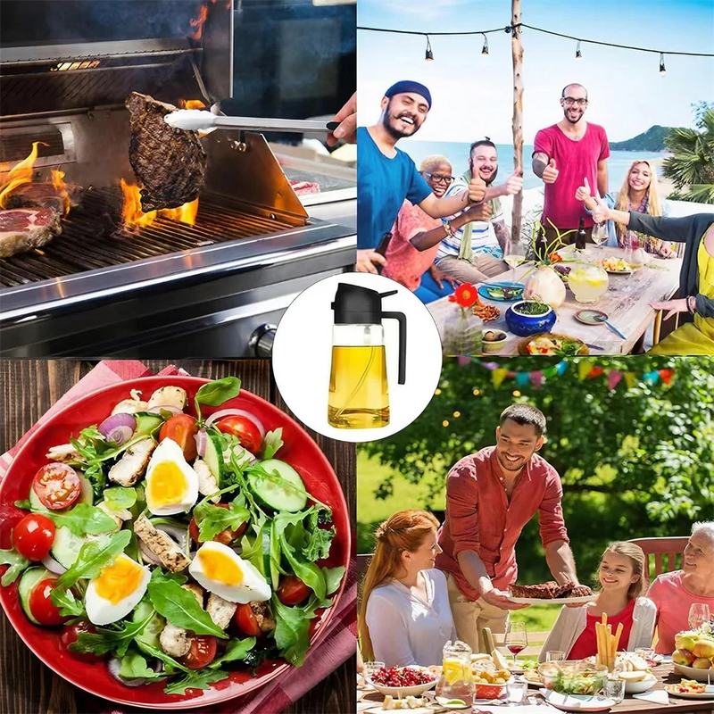 Olive Oil Sprayer Mister for Cooking,16oz/470ml Glass Oil Spray Bottle,2 in 1 Food-grade Oil Dispenser Bottle For Kitchen