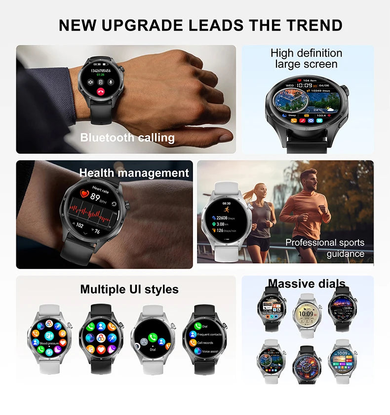 2025 New Men GPS Smart Watch 360 * 360 AMOLED Screen Bluetooth Call NFC Heart Rate Monitoring IP68 Waterproof SmartWatch for Men