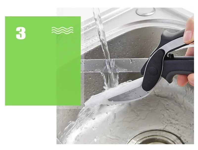 Stainless Steel Kitchen Scissors 2 In 1 Cutting Board Chopper Fruit Vegetable Multifunctional