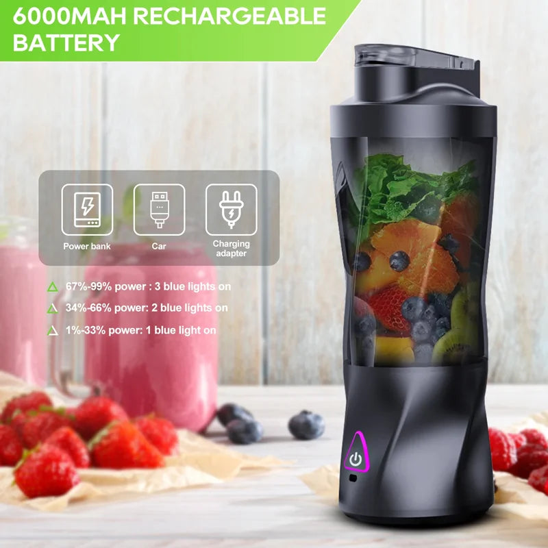 2025 Portable Electric Blender Juicer USB Rechargeable Mini Smoothie Blender Personal Fruit Mixer for Home Office Travel