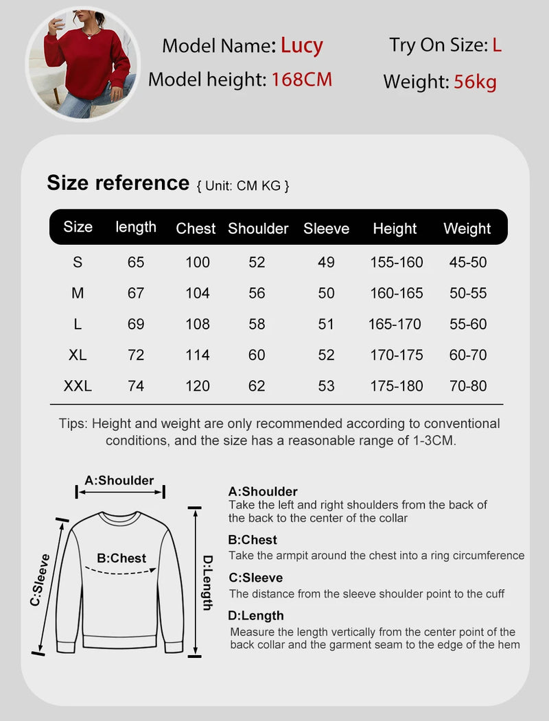 Woman Sweatshirt Casual Solid Color All-Match Clothing Loose Fashionable Pullovers Autumn Crewneck Warm  Female Hoodies