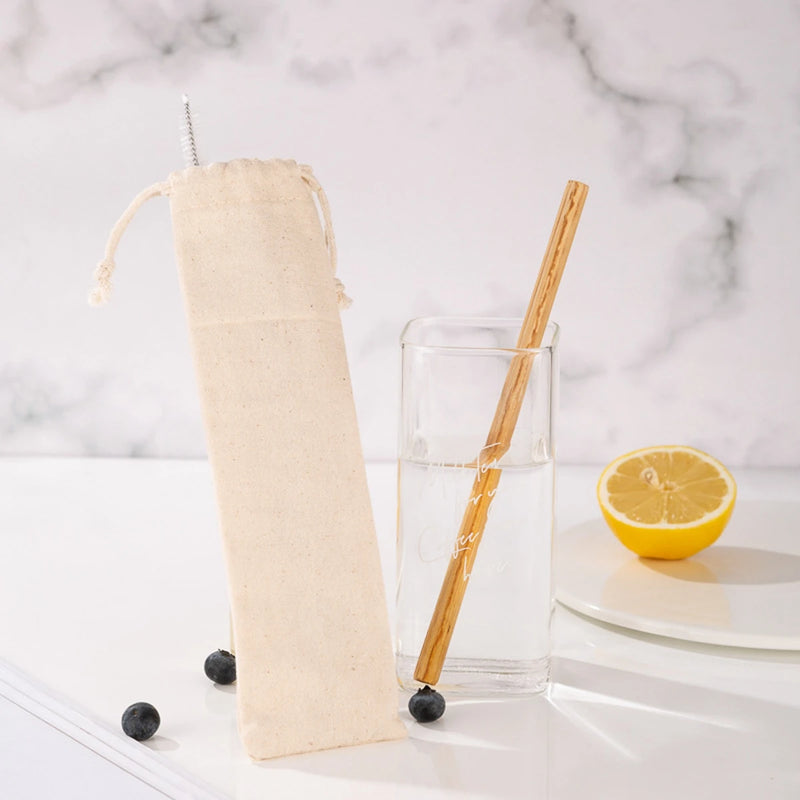 10Pcs Natural Bamboo Straw Reusable Drinking Straws with Case Biodegradable Eco-friendly Bamboo Straws for Cocktail Bar Drinks