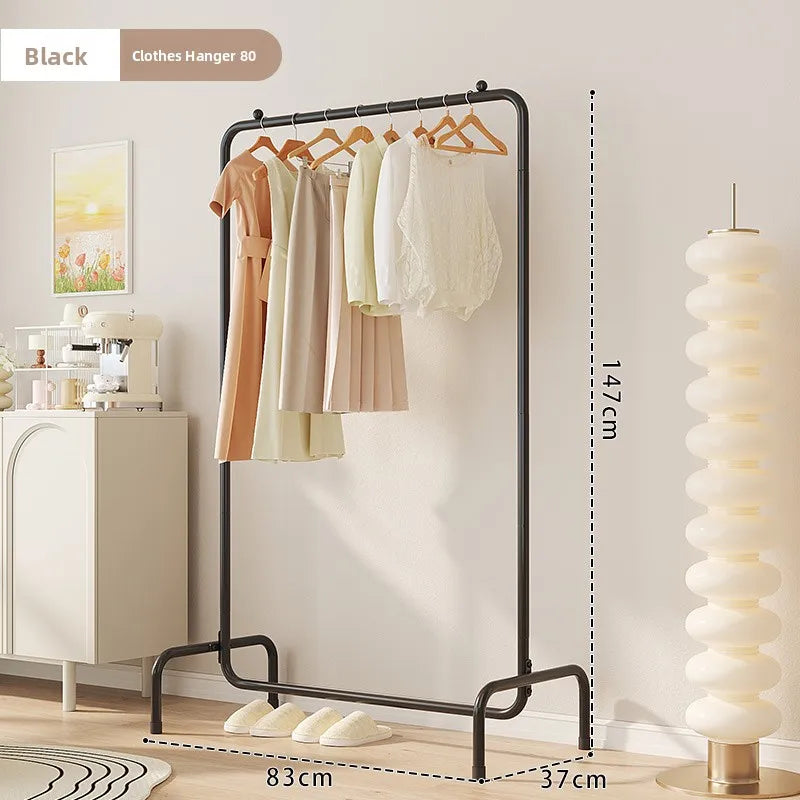 Double Layer Floor-Mounted Clothes Drng Ra Bedroom Balcony Single Rod Storage elf Space-Saving Easy-To-Use Painted Steel