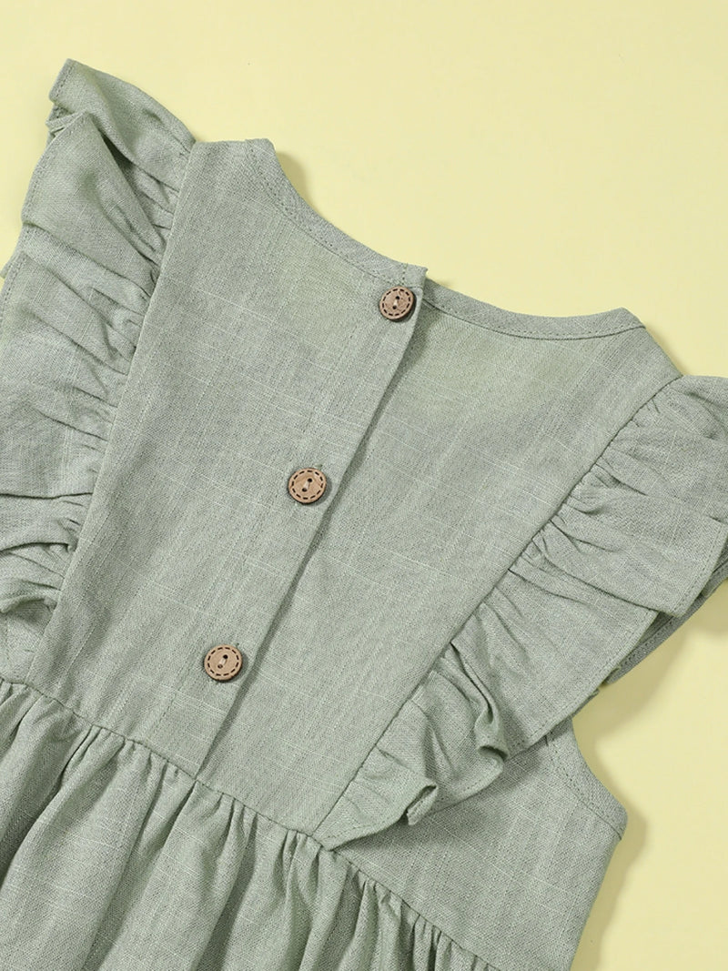 Tatiana Haven European & American Girls’ Summer Dress – Solid Color Cotton & Linen Casual Cute A-Line Outfit