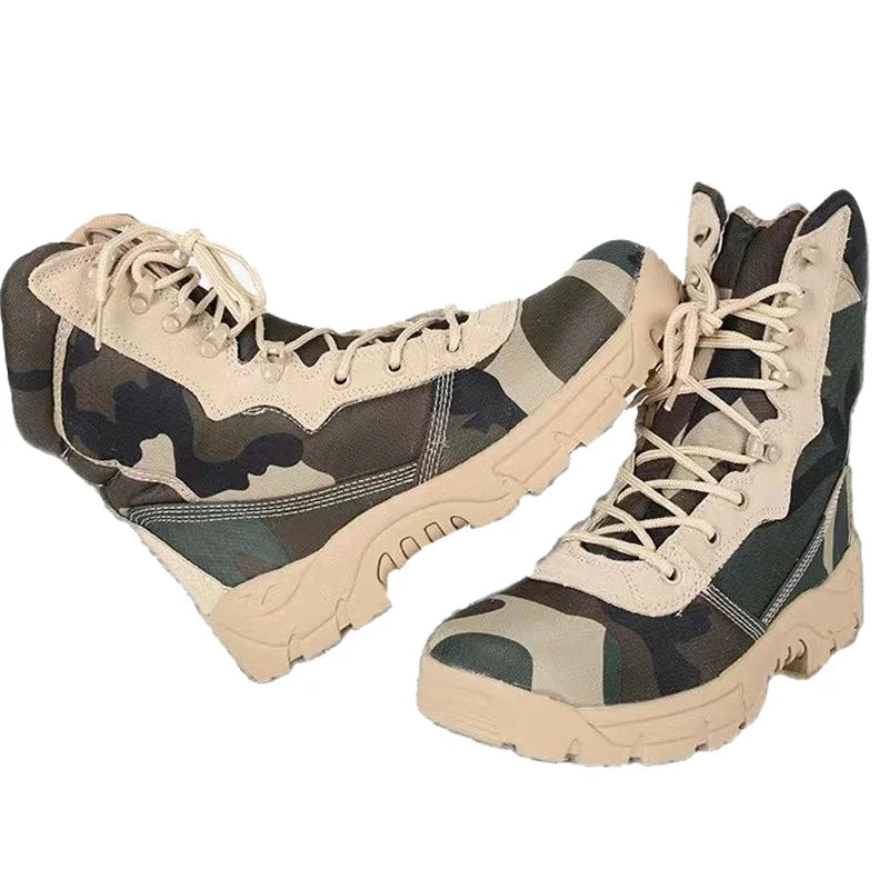 Outdoor Training Men Tactical Boots High-Top Desert Shoes Camouflage Combat Hunting Climbing Botas Hiking Shoes