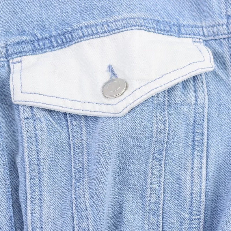 MUJER Denim Bomber Jackets for Women Varsity Cropped Jacket Woman Streetwear Outerwears Women&