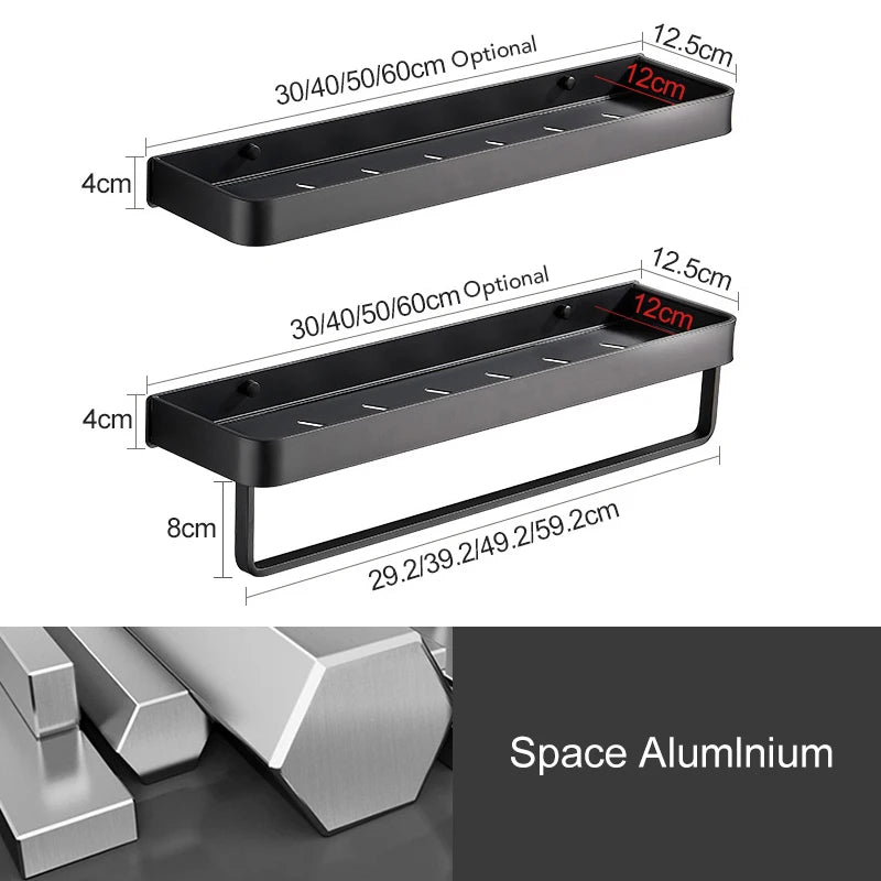 Punch-free Black Bath Shelves Bathroom Shelf Nail-free Shampoo Holder Shelves Storage Shelf Rack Bathroom Basket Holder ML1018