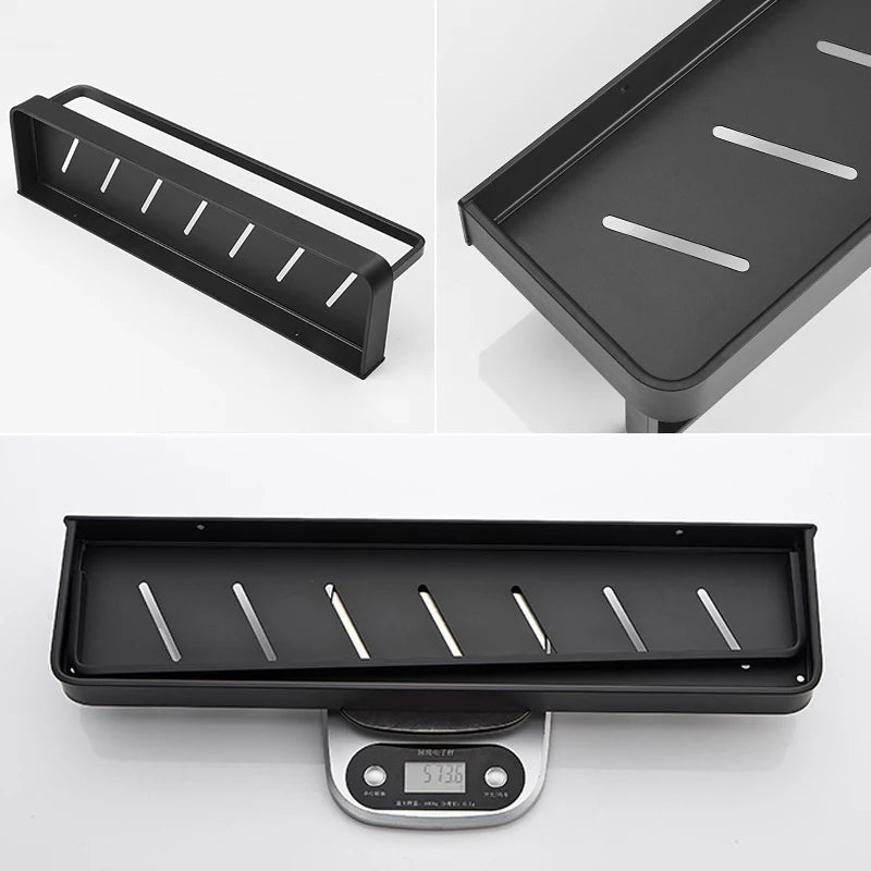 Punch-free Black Bath Shelves Bathroom Shelf Nail-free Shampoo Holder Shelves Storage Shelf Rack Bathroom Basket Holder ML1018
