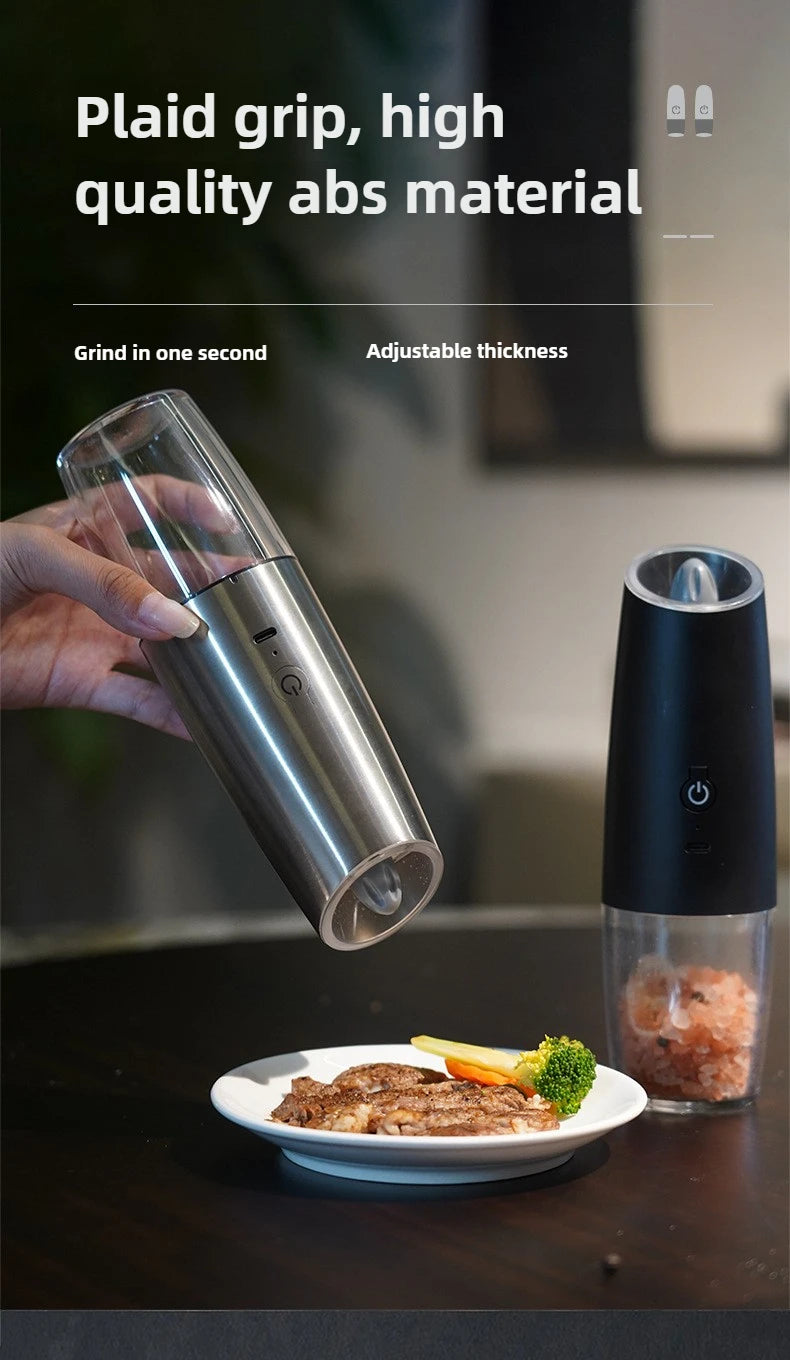 Electric Salt and Pepper Grinder USB Rechargeable Adjustable Coarseness Large Capacity Auto Spices Grinders Kitchen Cooking Tool