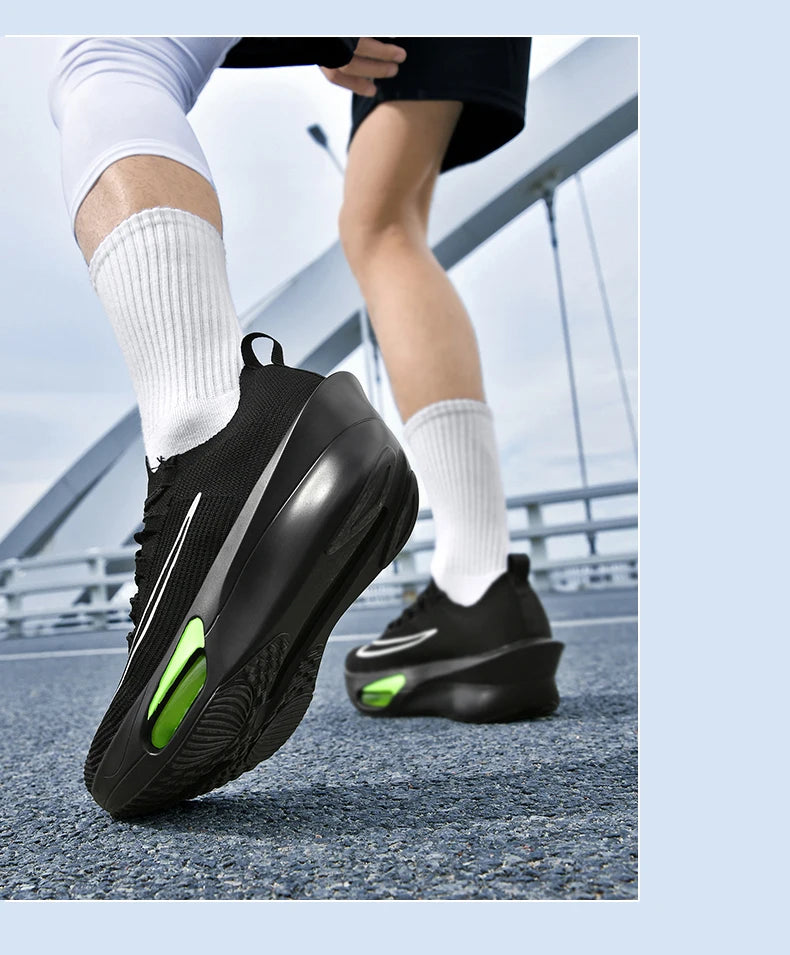 Casual Sneakers Air Cushion Running Shoes Jogging Marathon Men Sports Breathable Lightweight Comfortable Nonskid Leisure Sneaker