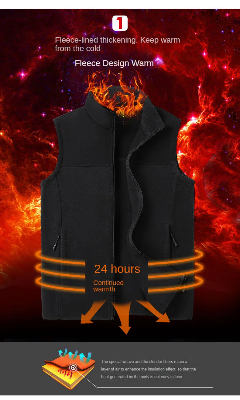 Tatiana Haven Men’s Fleece Winter Vest – Warm Casual Sleeveless Jacket with Zipper and Pockets
