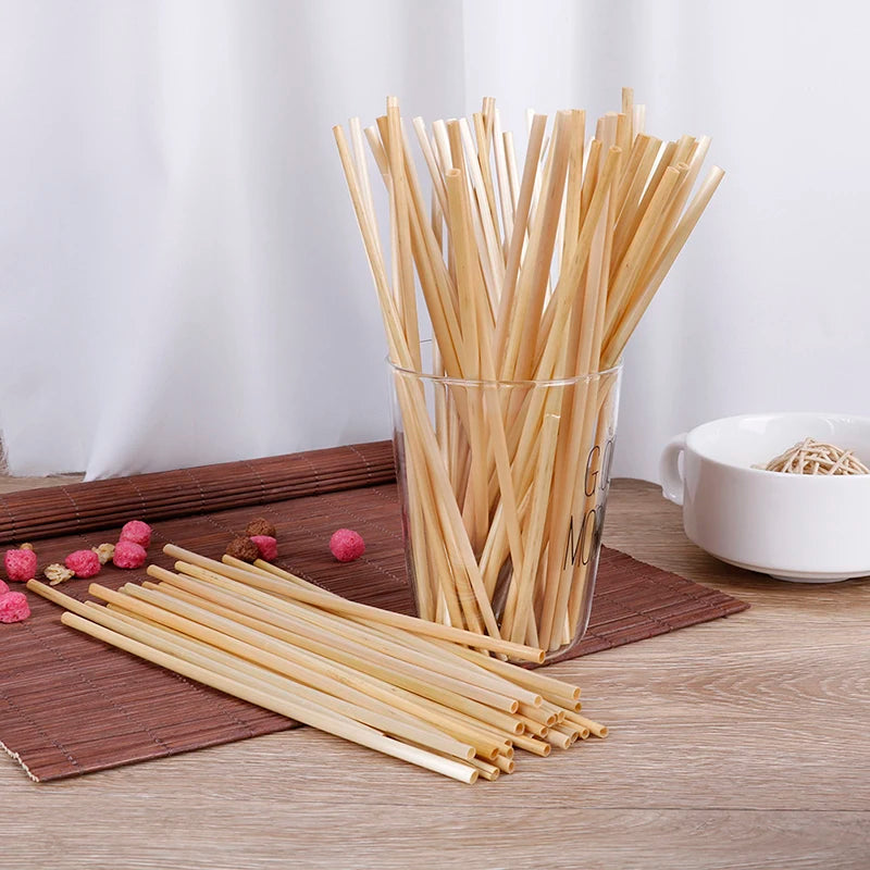 100PC 20CM Eco-friendly Biodegradable Drinking Straws Disposable Natural Wheat Straws Cocktail Straw Bar Milk Tea Drinks