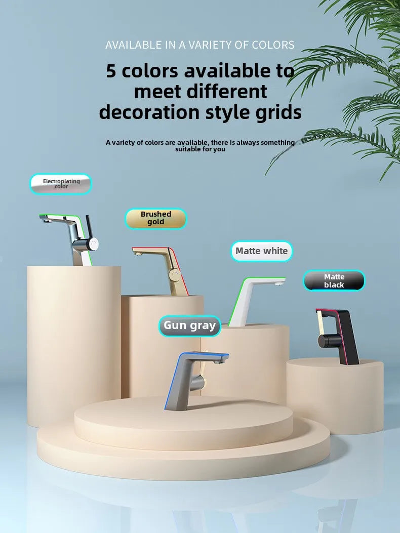 LED Digital Atmosphere Light, Basin Faucet, Bathroom Household Faucet