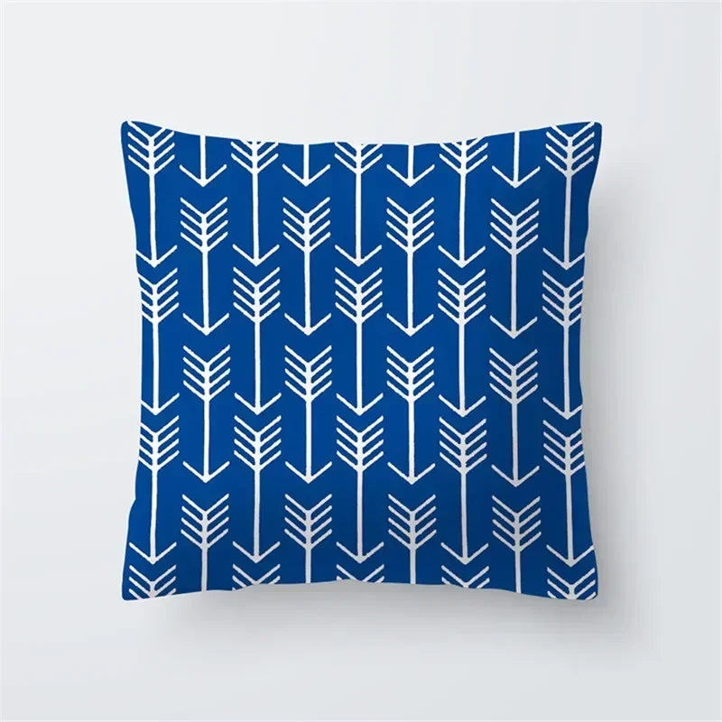 Decorative Throw Pillows Blue Geometry Pillow Cover 45x45 Polyester Cushion Cover Marine Life Pillowcase Cushions Home Decor