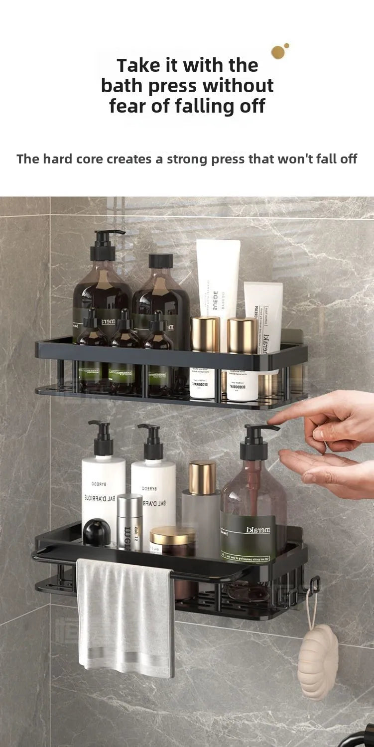 Bathroom Shelf Kitchen Storage Organizer Aluminum Alloy Shampoo Rack Shower Shelf Bathroom Accessories No Drill Toilet Bath Shel