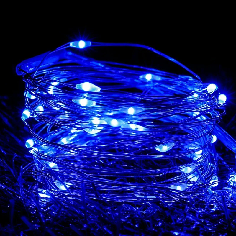 LED Fairy Lights Battery Operated String Lights Waterproof Silver Wire Firefly Starry Lights  Wedding Party Xmas Christmas Decor