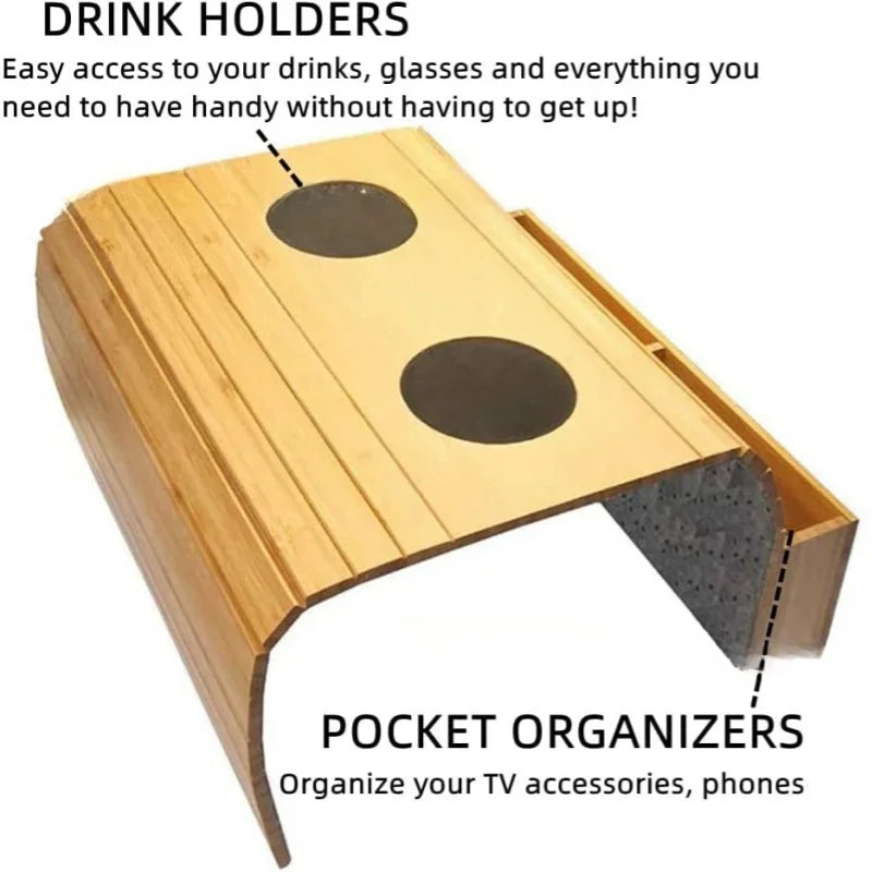 Bamboo Wood Sofa Armrest Tray Foldable Space Saving Furniture Storage Tray Wall Table Sofa Armrest Support Tray Home Decoration