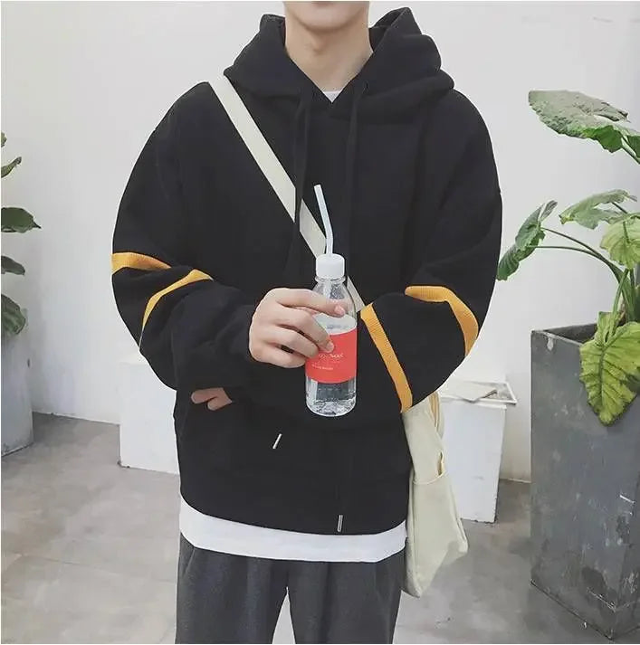 Men’s Loose Fit Winter Hoodie – Warm Patchwork Fleece Sweatshirt for Casual Autumn Streetwear | Tatiana Haven