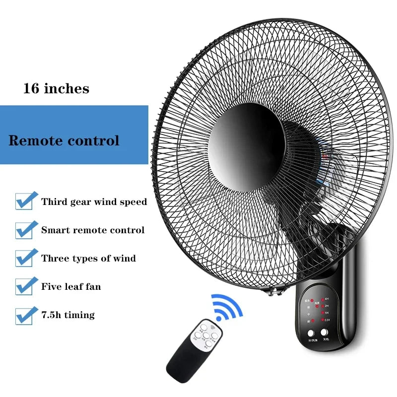 Household Wall-Mounted Electric Fan 220V/60W 16-Inch Living Room Kitchen Fan With 3 Speed Adjustable Smart Version/Mechanical
