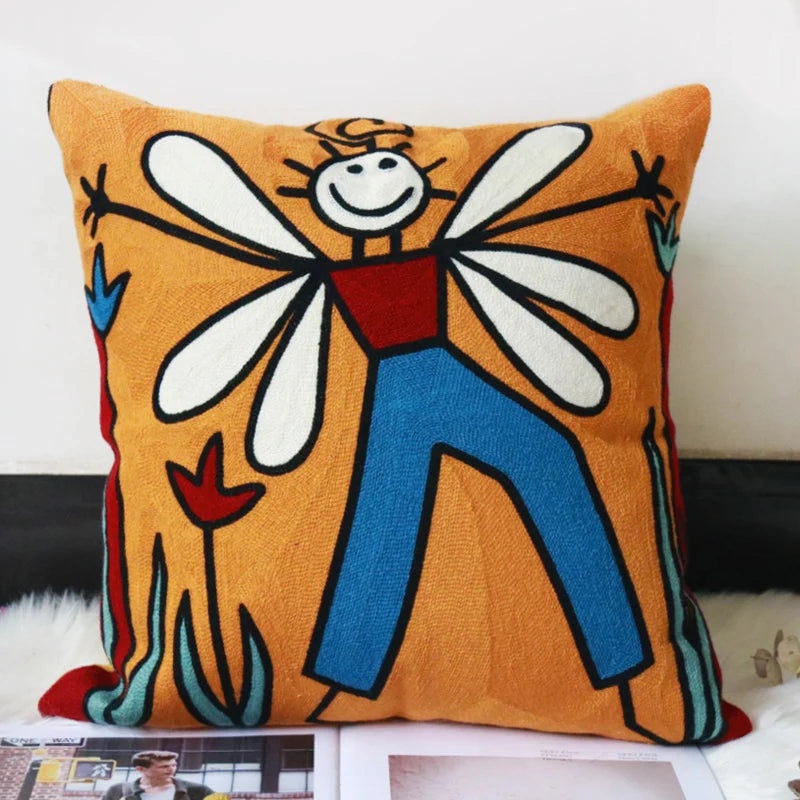 Picasso Embroidered Decorative Throw Pillowcases Abstract Creative Decoration Cushion Cover for Home Sofa Pillow Cover 45x45cm