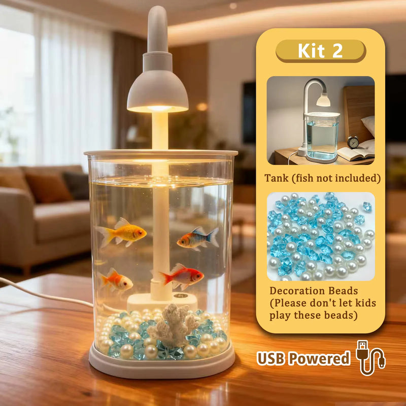 TOKA Starter Kit Small Fish Tank Fish Tank with Light Fighting Fish Tank Tabletop Turtle Tank Kids Party Gift