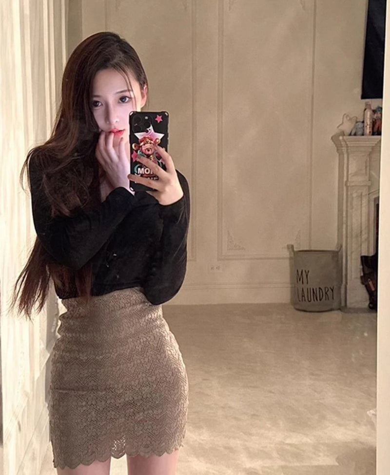 Tatiana Haven Coquette Lace Mini Skirt – Y2K Aesthetic A-Line Streetwear Skirt for Women