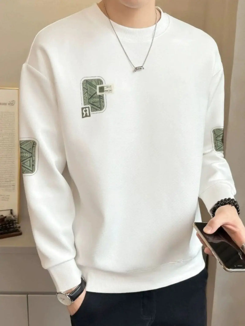 Men’s Thick Fleece Sweatshirt – Warm Round Neck Pullover for Autumn and Winter