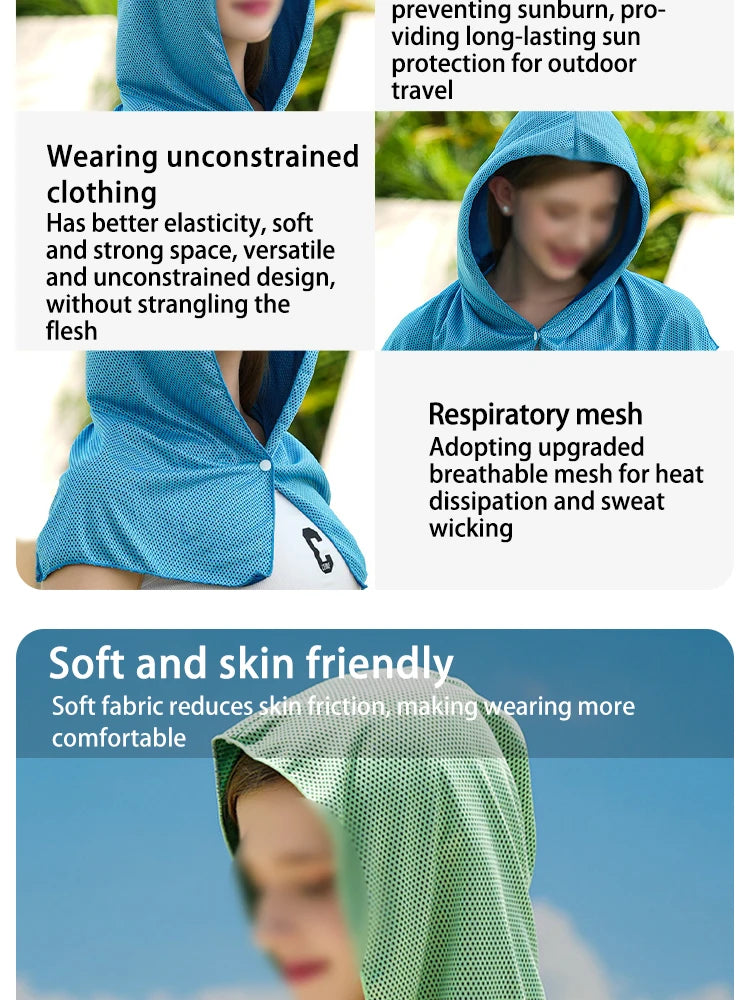 Cooling Hoodie Towel - UV Protection, Quick Drying, Perfect for Sports, Camping, Workouts, Cycling, Golf, Running, Hiking, and F