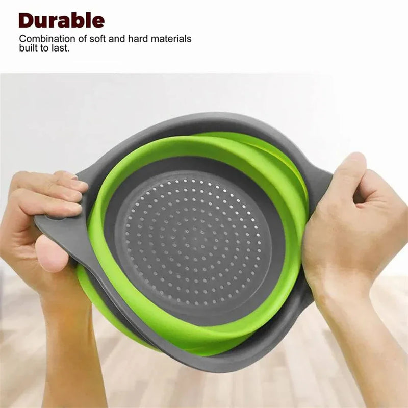Round Collapsible Colander Silicone Kitchen Fruit Vegetable Washing Basket Strainer Foldable Drainer Kitchen Gadgets Tools