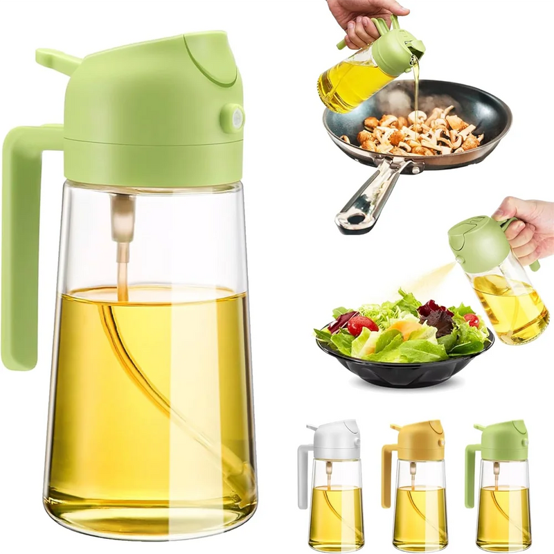 Olive Oil Sprayer Mister for Cooking,16oz/470ml Glass Oil Spray Bottle,2 in 1 Food-grade Oil Dispenser Bottle For Kitchen