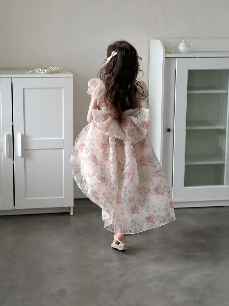 Casual Summer Girls Princess Dress – Sweet Floral Bow Knot Style