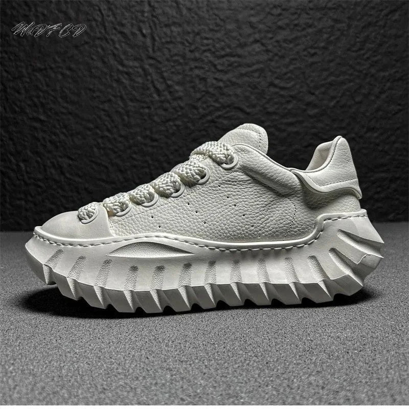 Chunky Sneakers Men Designer Sport Shoes Fashion Casual Microfiber Leather Breathable Height Increased Flat Platform Board Shoes
