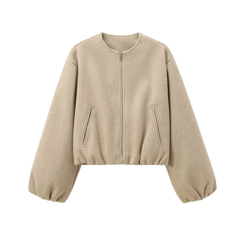 Oversized Soft Bomber Jacket for Women – Casual Long Sleeve Zip-Up Coat for All Seasons