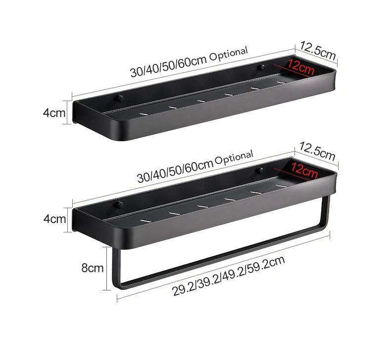 Punch-free Black Bath Shelves Bathroom Shelf Nail-free Shampoo Holder Shelves Storage Shelf Rack Bathroom Basket Holder ML1018