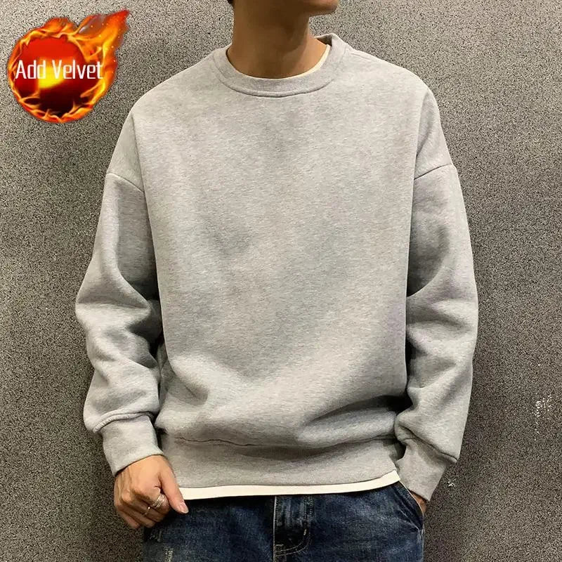 Men’s Fleeced Green Hoodie – Solid Casual Sweatshirt for Autumn and Winter