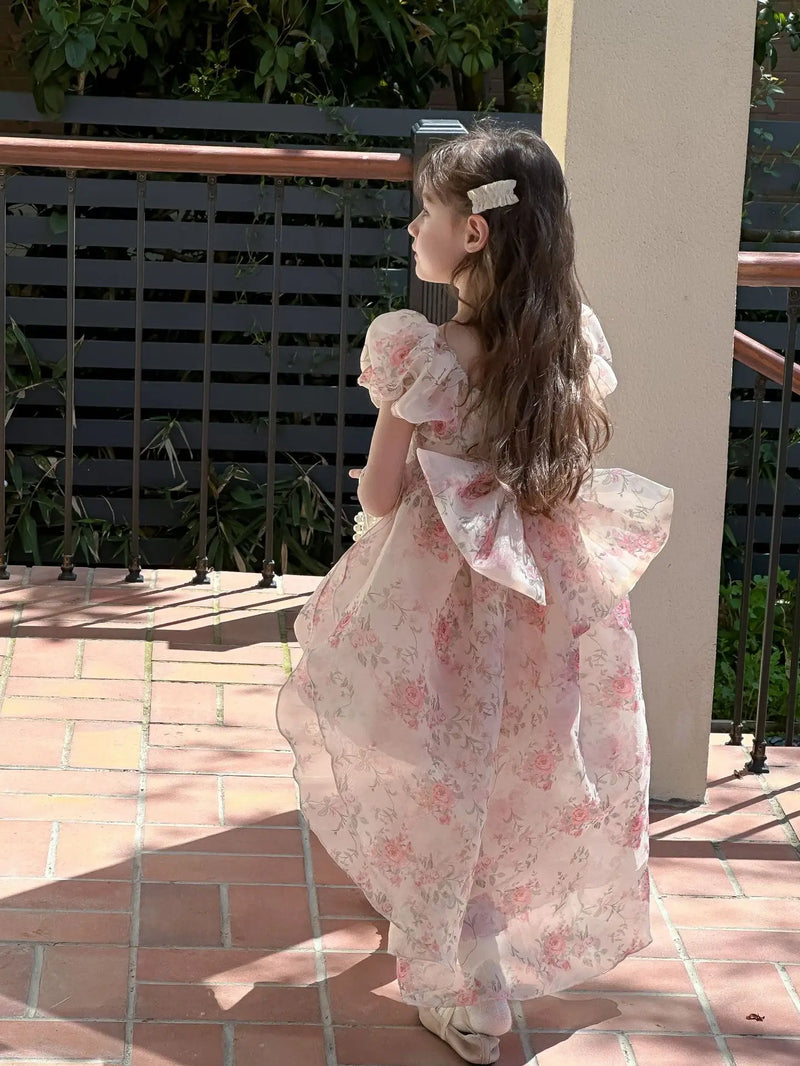 Casual Summer Girls Princess Dress – Sweet Floral Bow Knot Style