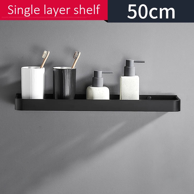 Punch-free Black Bath Shelves Bathroom Shelf Nail-free Shampoo Holder Shelves Storage Shelf Rack Bathroom Basket Holder ML1018