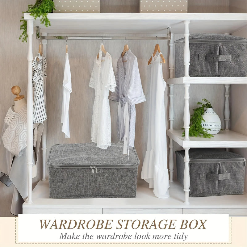 Stackable Foldable Fabric Storage Boxes with Lids and Handles Rigid and Foldable Storage Boxes Clothing Lockers Under-Bed Storag