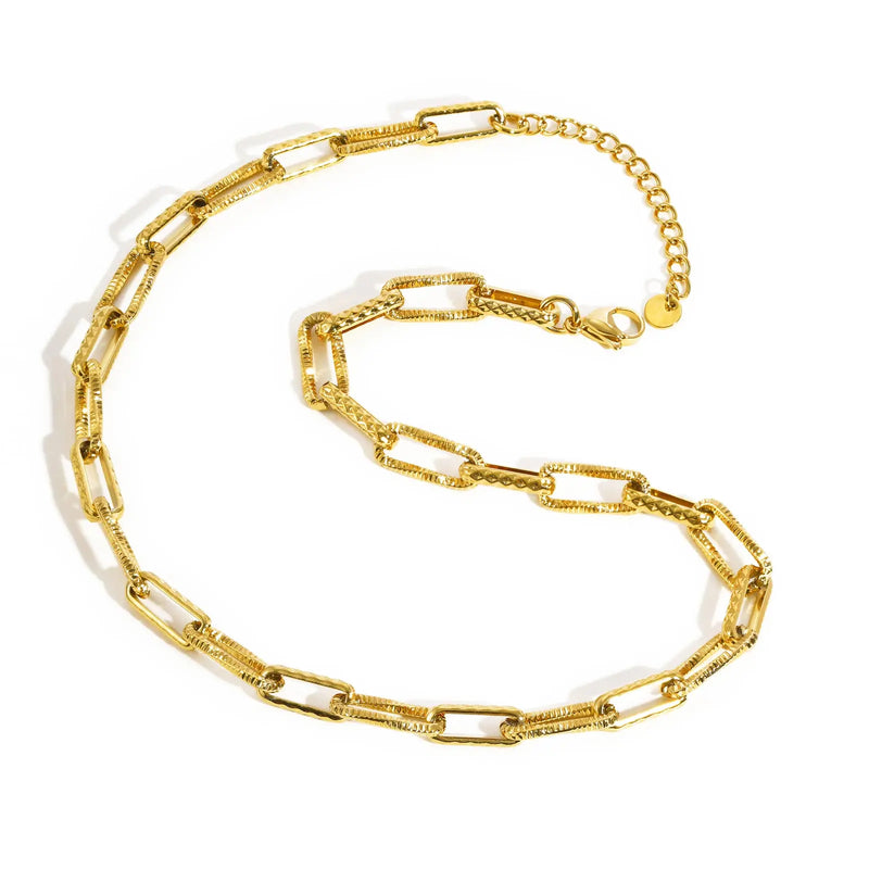 Chunky Paperclip Chain Necklace For Woman, 18K Gold Plated Stainless Steel Chic Necklace, Waterproof Birthday Jewelry Gift